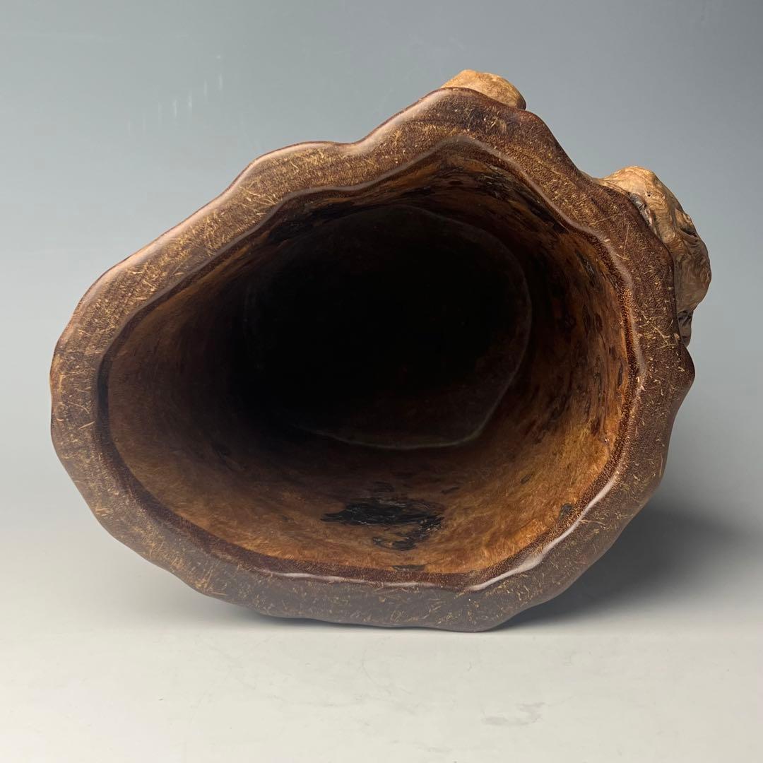 自然木の質感が魅力で優美な逸品 唐物 玉杢筆筒 文房四宝 中国美術 古玩