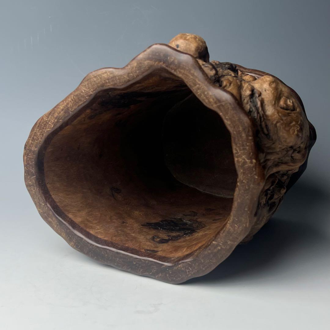 自然木の質感が魅力で優美な逸品 唐物 玉杢筆筒 文房四宝 中国美術 古玩