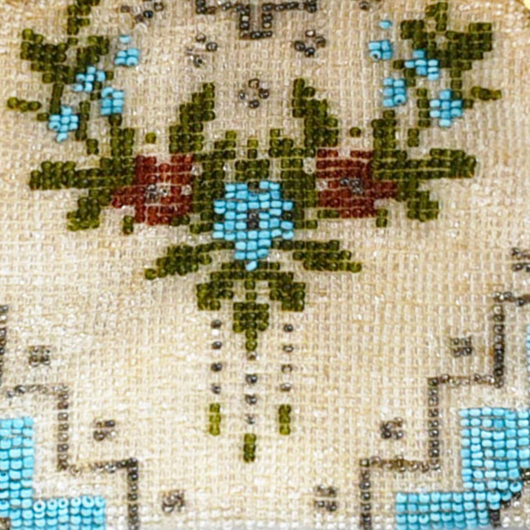 英国ヴィンテージ ビーズ刺繍 がま口バッグ【sa843】