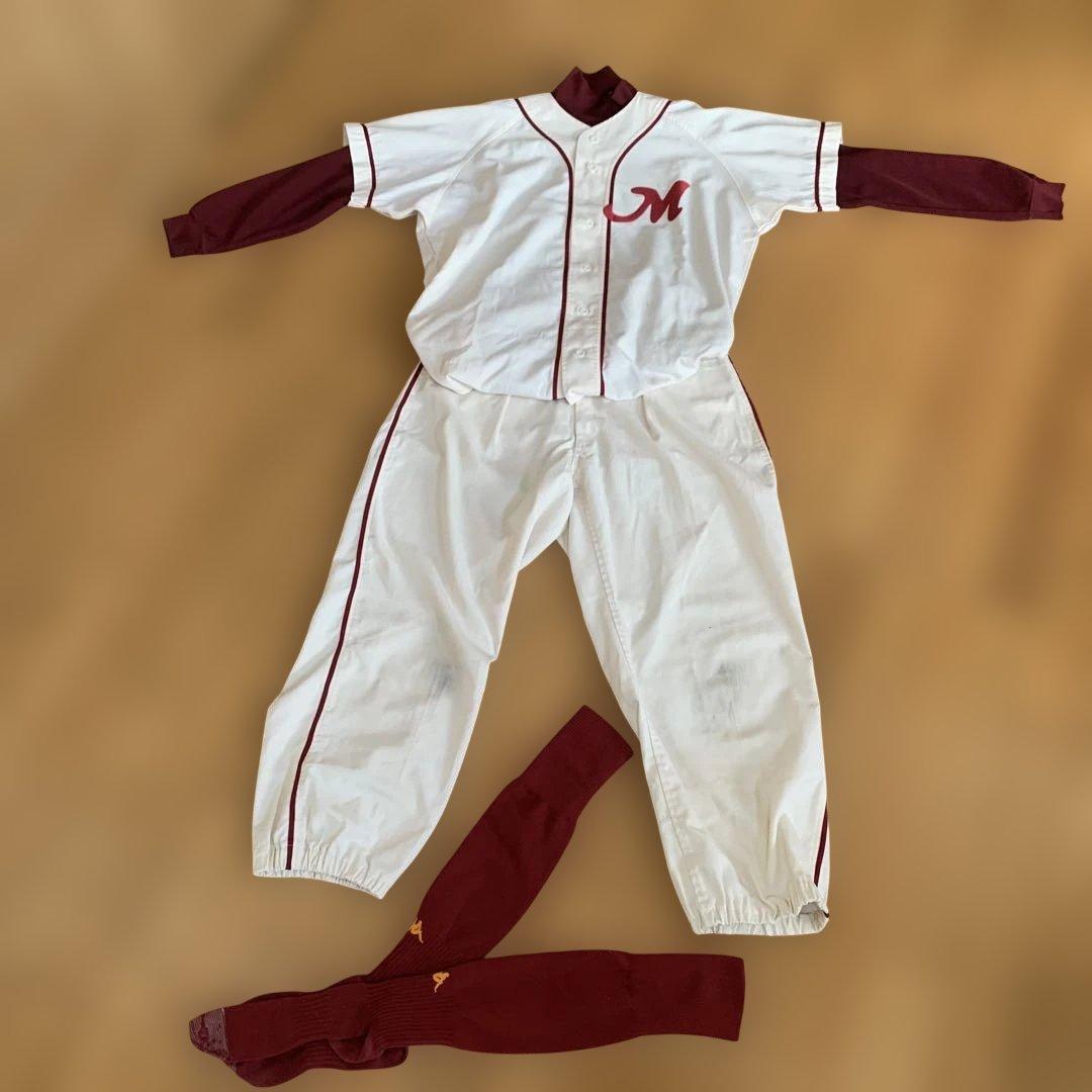 【ヴィンテージ】Mロゴ入り野球ユニフォーム　セットアップ　REWARD野球物語