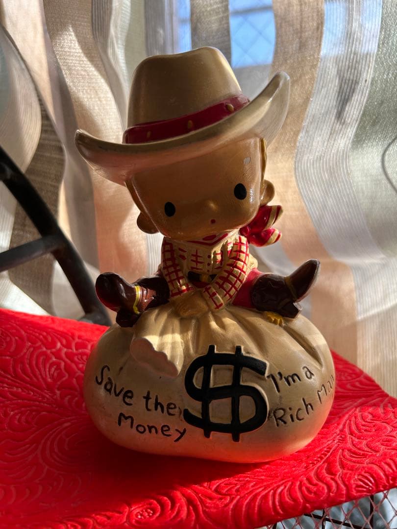 内藤ルネ カウボーイ 貯金箱 昭和レトロ ＄