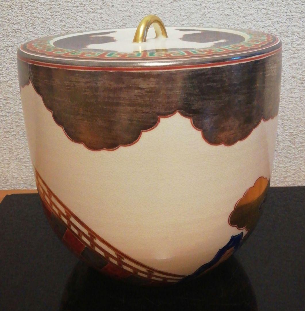 手塚大示作　仁清　柳橋　水指　共箱　共布　茶道具