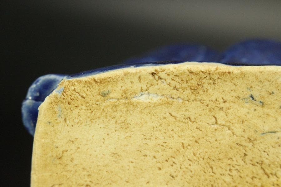 瑠璃釉 兎 置物 高12cm 骨董(LC999)