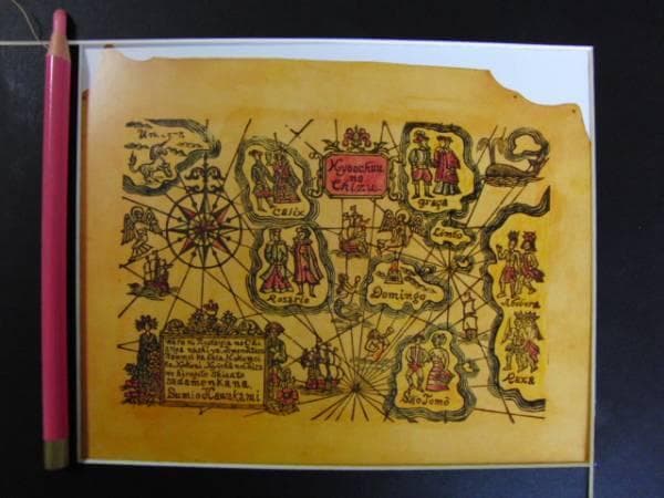 川上澄生、胸中の地図、画集より、希少、高級額付