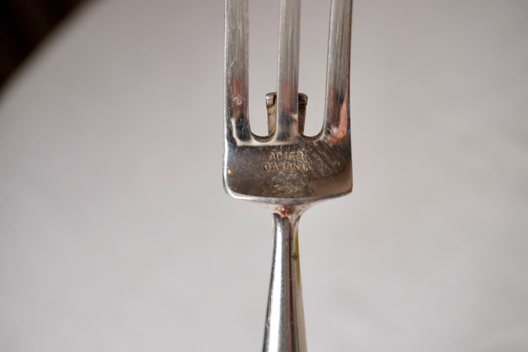 フランス シルバープレート アンティーク 肉切り用大型フォーク＆ナイフセット