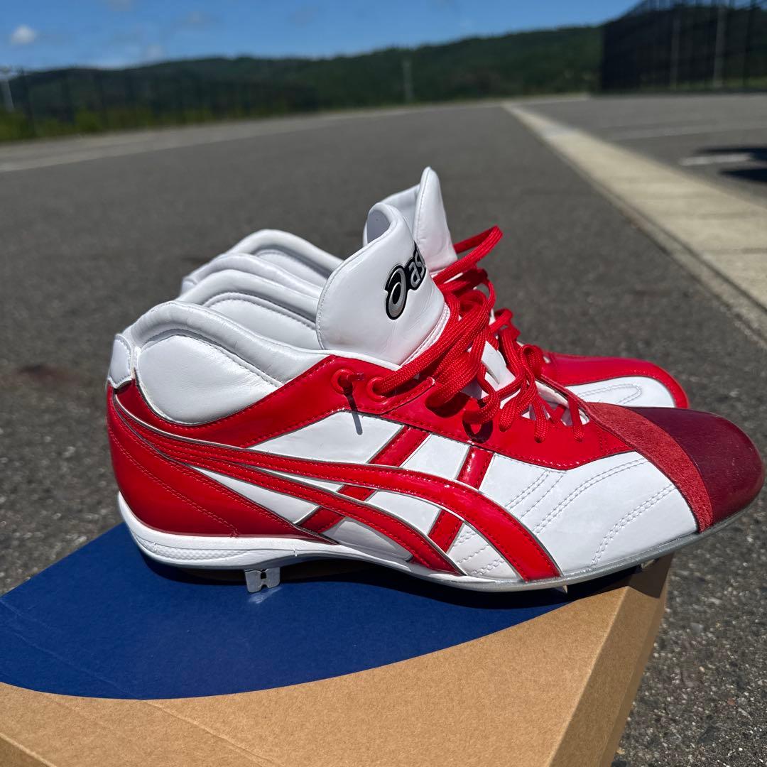 asics 野球 赤白 スパイク 28.0