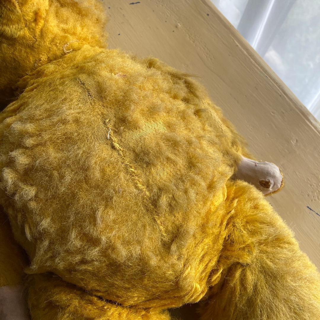 フランス　アンティーク　古い黄色のぬいぐるみ