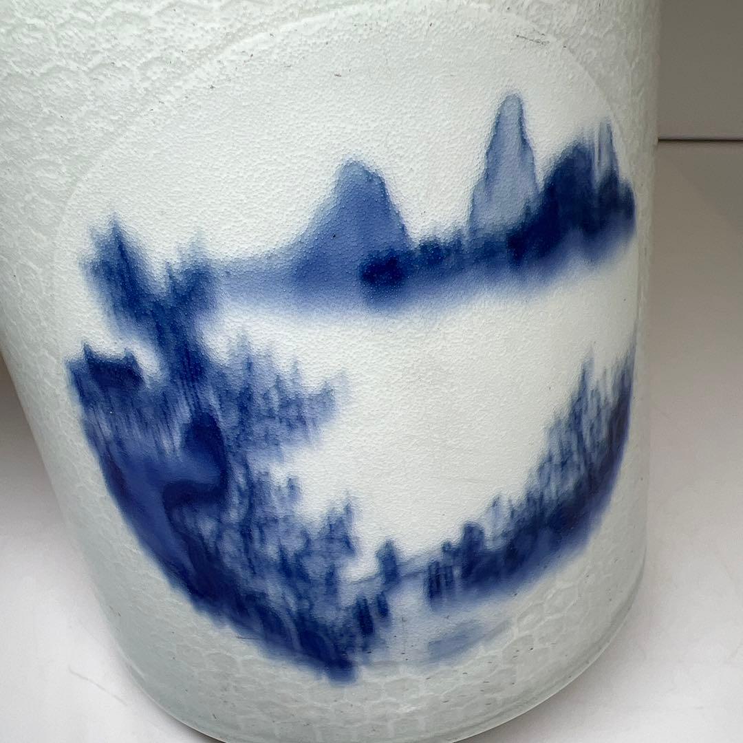 中国清時代　大清雍正年製　青花筆筒　高さ14㎝　東Y7-1003⭐︎2Fタサオ