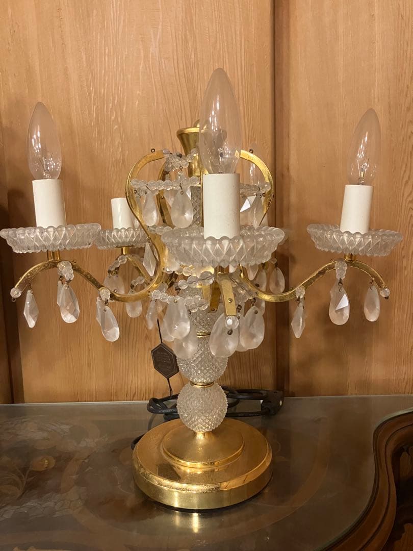 クリスタルシャンデリアテーブルランプ　アンティーク