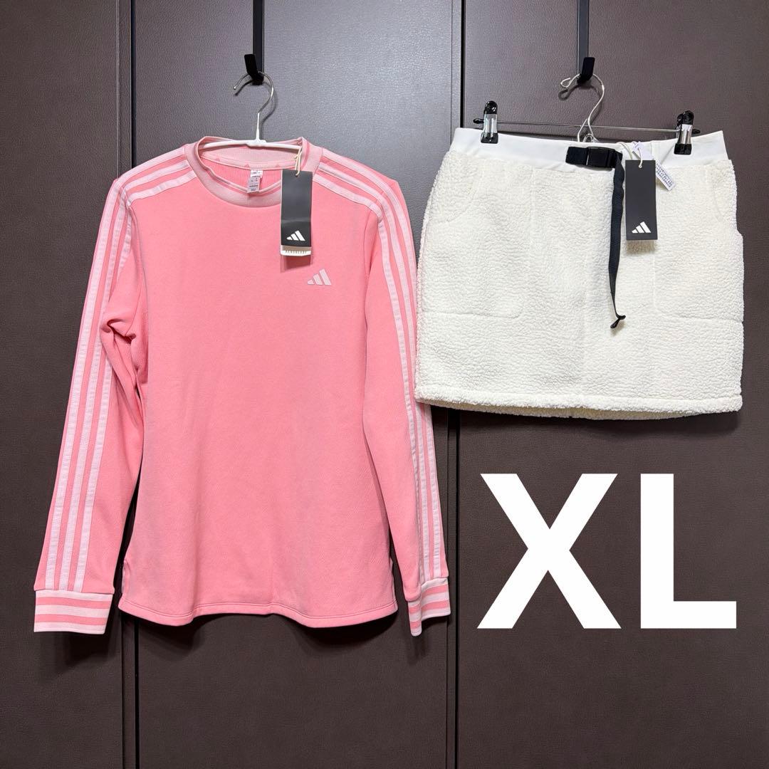 新品✨アディダスゴルフ　上下　長袖保温モックネックシャツ　ボアスカート　XL