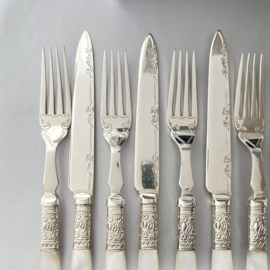 【Harrison Fisher】【白蝶貝】デザートセット ナイフ/フォーク