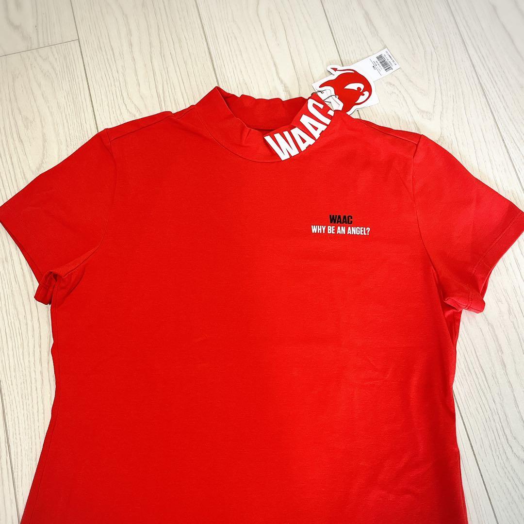 ☆未使用タグ付き☆ WAAC 半袖ネックシャツ 赤　ゴルフ　L