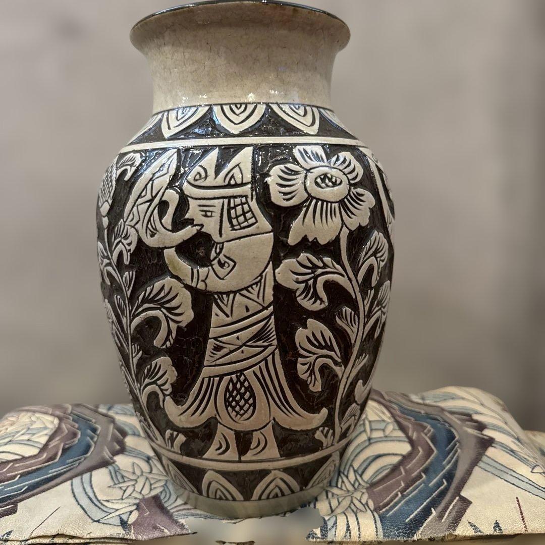 壺屋焼.エジプト紋.化粧土.掻き落とし.新品