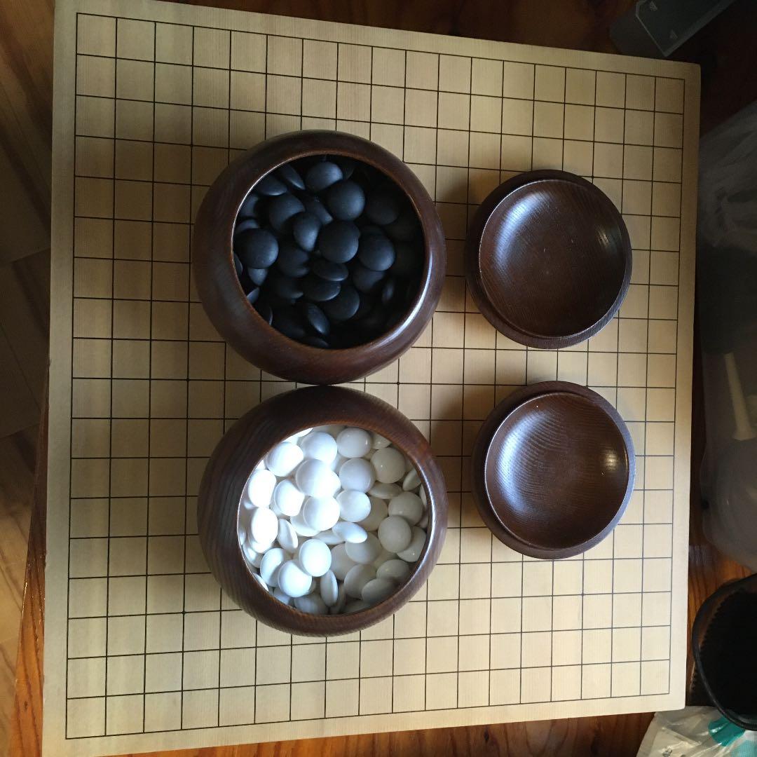 最終値下げ❗️碁盤　碁石のセット　カバー付き