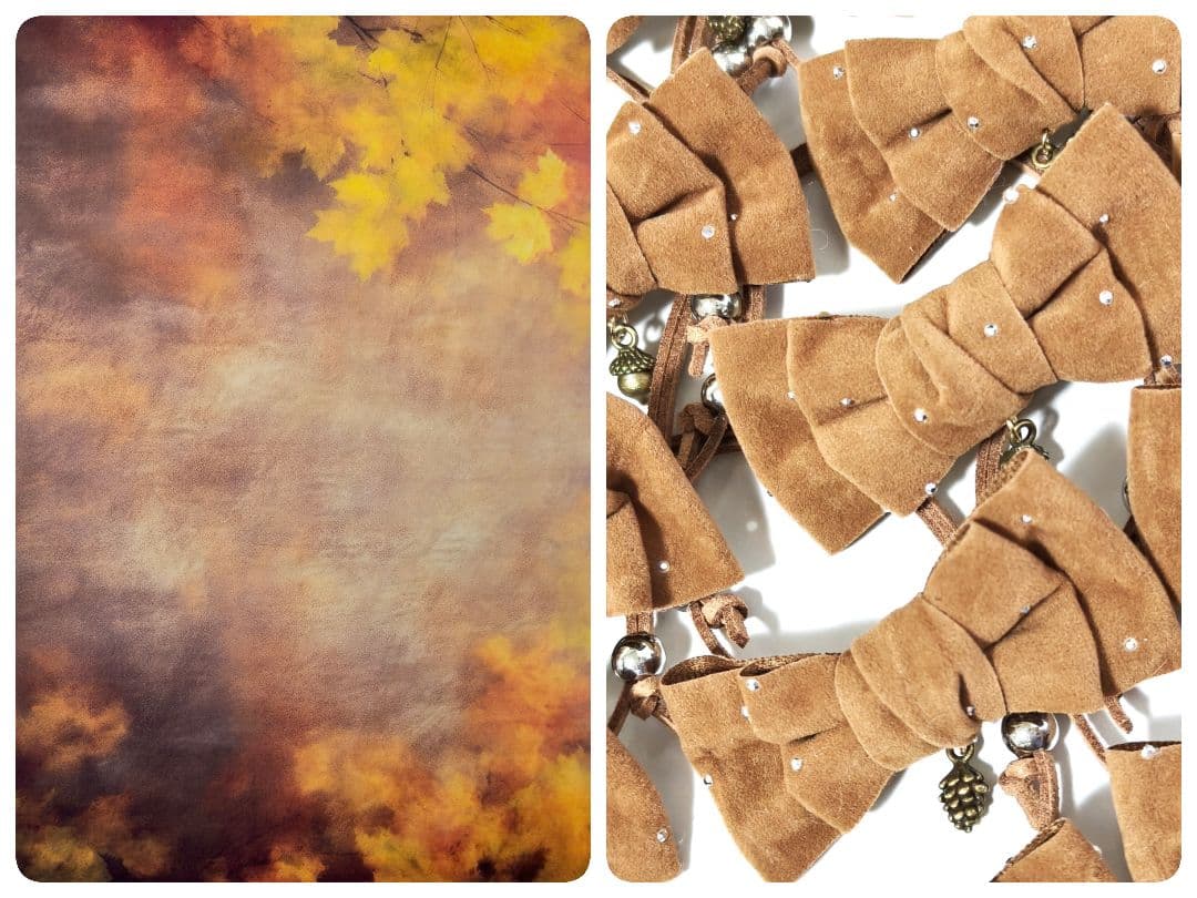 業務用トリミンチョーカー　秋色リボン　70個　11月どんぐり松ぼっくりチャーム