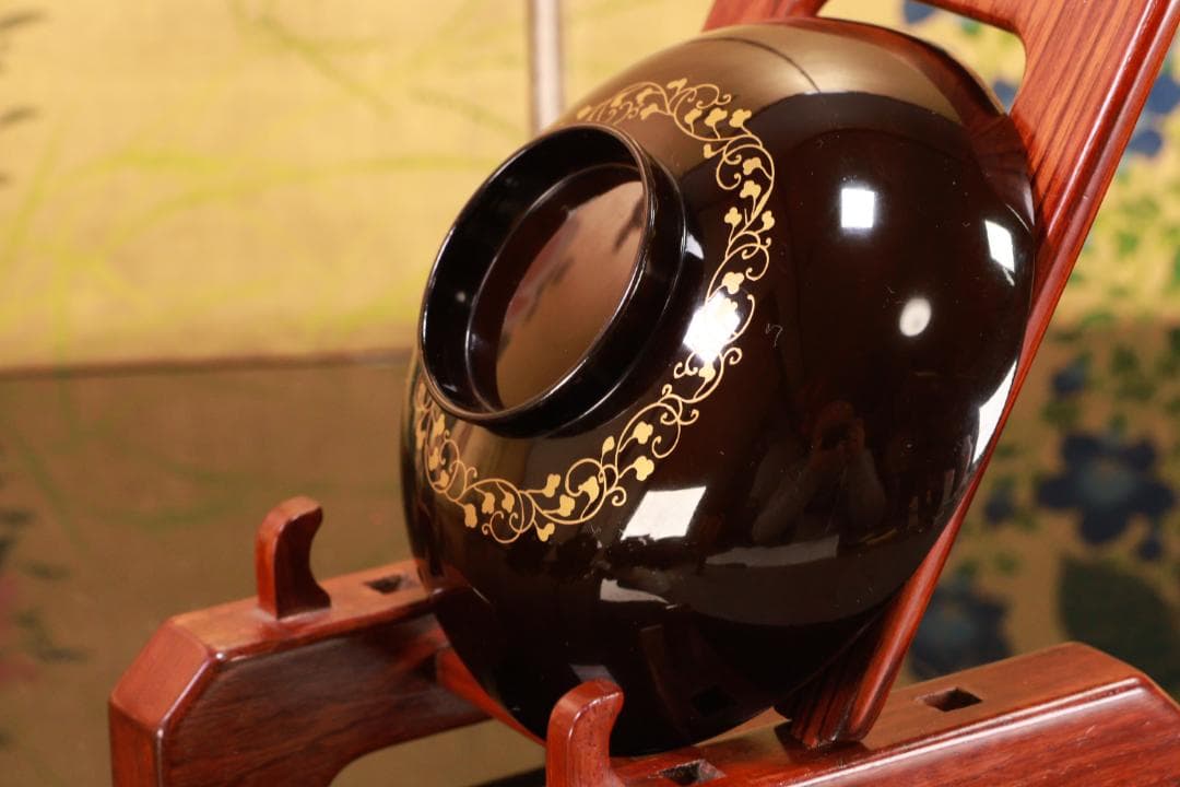 BK425　時代輪島塗　図替り　貝尽くし図金蒔絵　吸物椀　五客　木製 懐石 菓子