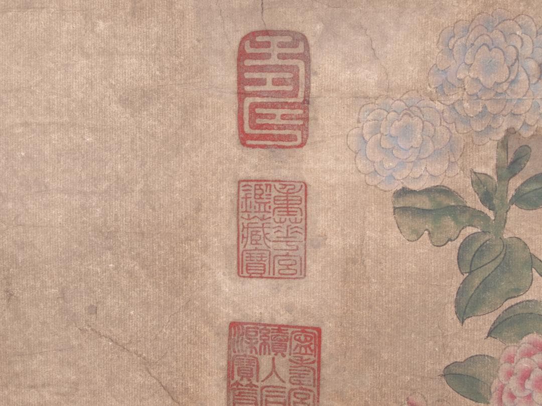 【骨董掛け軸】花鳥図 中国顾闵中　肉筆掛け軸　 唐物唐本　AK610A12-2