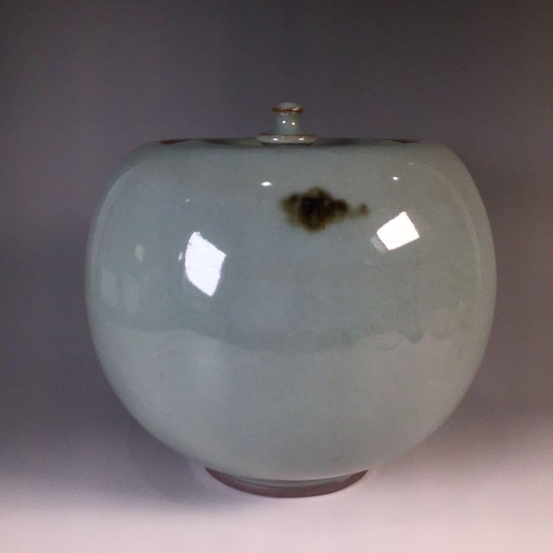 Ｍ２４６　水指　『椿窯　五島哲造』『蕨釉水指』　共箱　茶道具