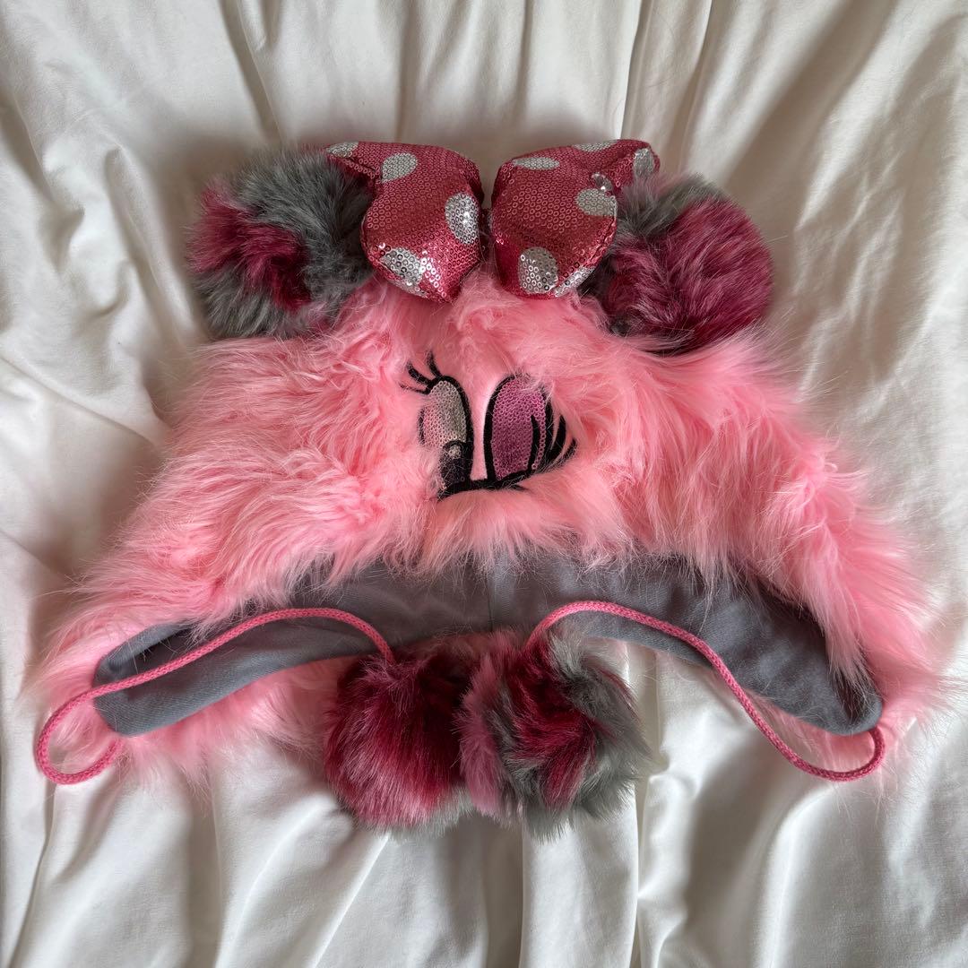 ディズニー　ミニー　ファンキャップ　ファー　スパンコール　レア　美品　♡