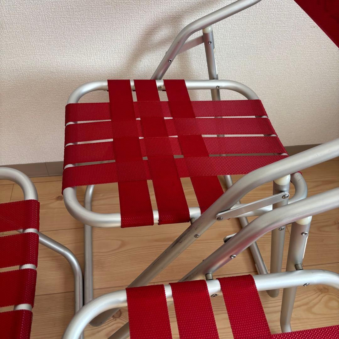 コカコーラ　 折りたたみチェア 赤　パイプイス　ヴィンテージ　3脚セッ