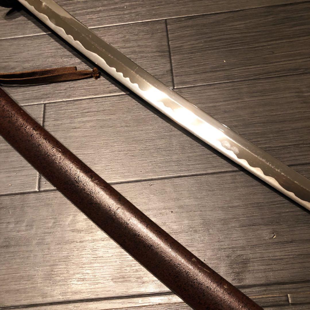 高級模造刀　高級居合刀　太刀　　本研波刃　亜鉛合金　茶拵え