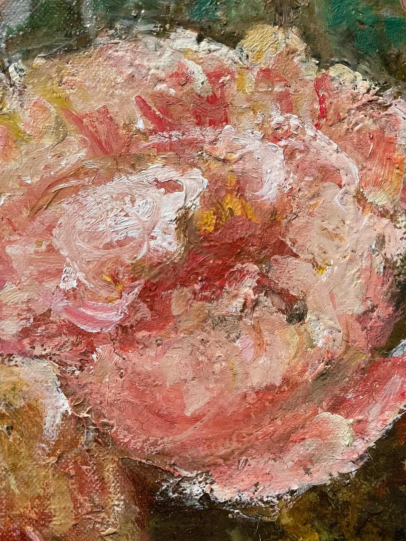 「真作」辻司「牡丹と花嫁」風景画　油彩画　額装　サイン有り　F15号