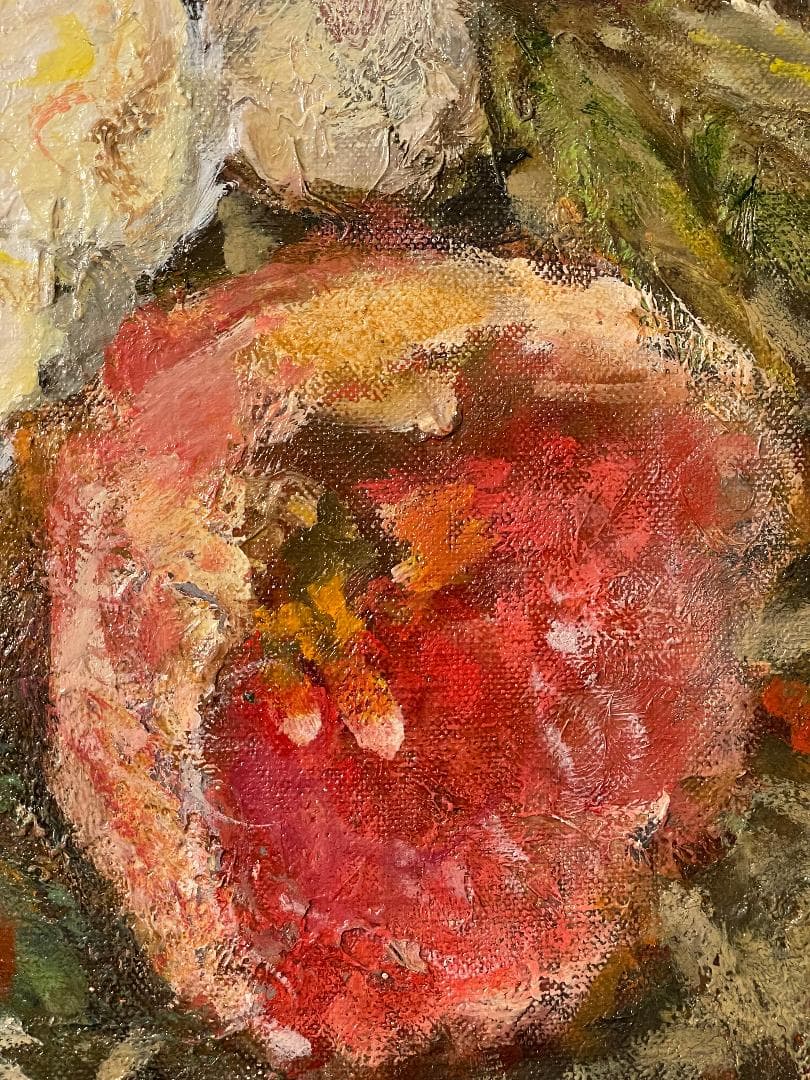 「真作」辻司「牡丹と花嫁」風景画　油彩画　額装　サイン有り　F15号