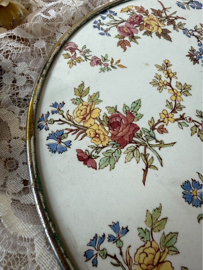 【く18】25 フランス　アンティーク　鍋敷　　sarreguemines