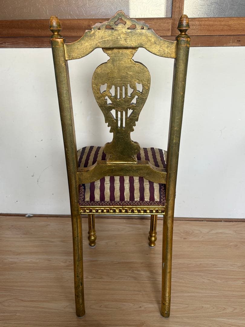 アンティークチェア　サロンチェア　ダイニングチェア　ゴールド　当時物　ヨーロッパ
