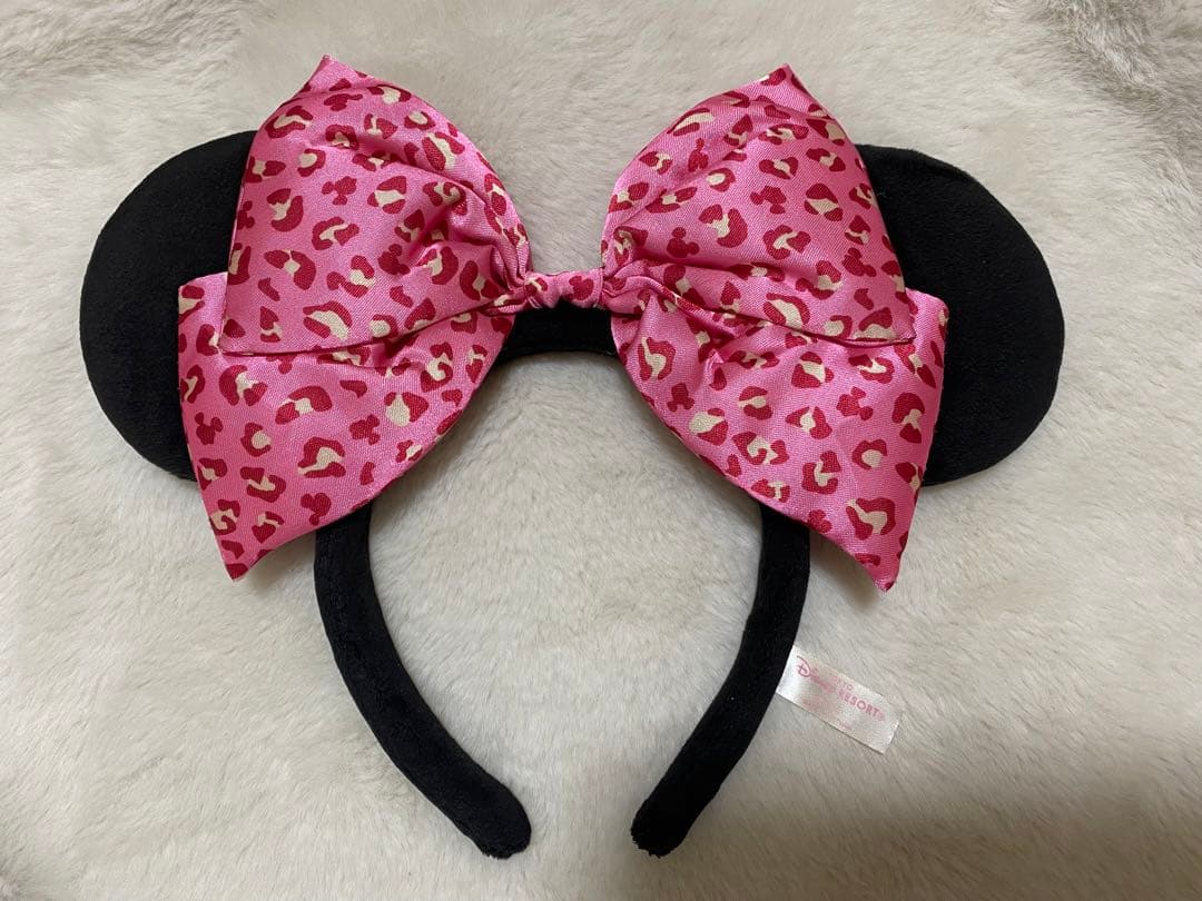 ディズニー　ミニー　ヒョウ柄　ファンキャップ カチューシャ　ピンク　セット