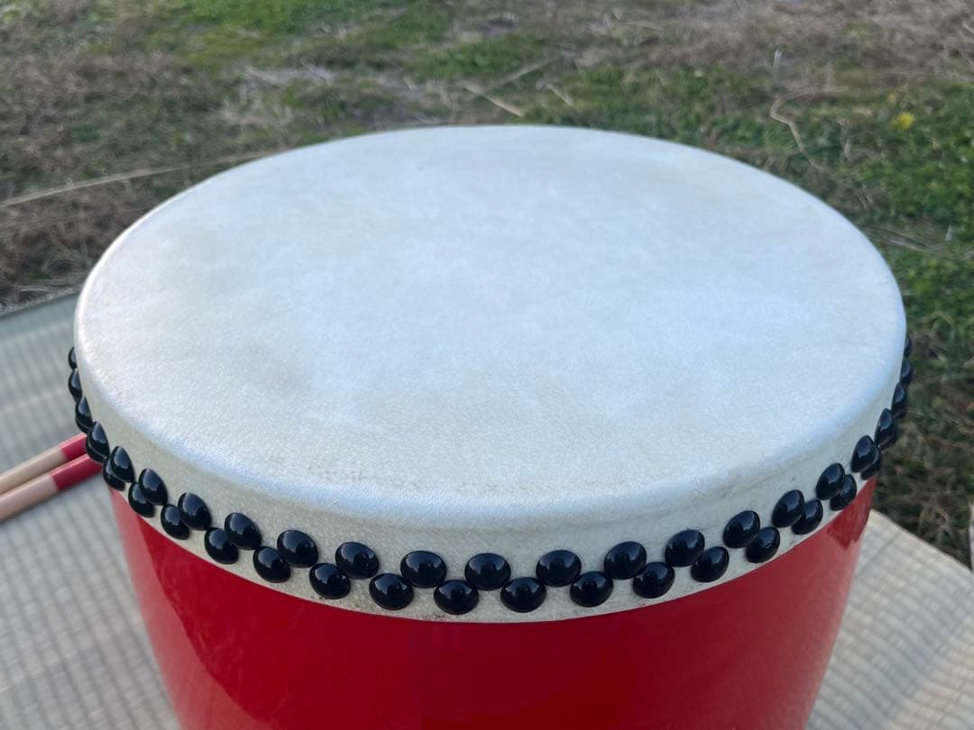 エイサー太鼓 大太鼓 本皮張り 40cm ケース付き 中古美品