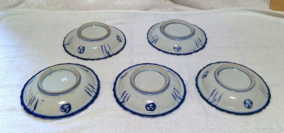 古伊万里染付輪花4寸皿5客A478