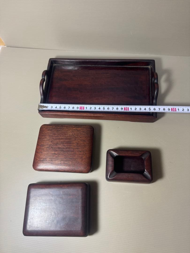 2100  唐木　煎茶盆1客　木箱3客　時代物