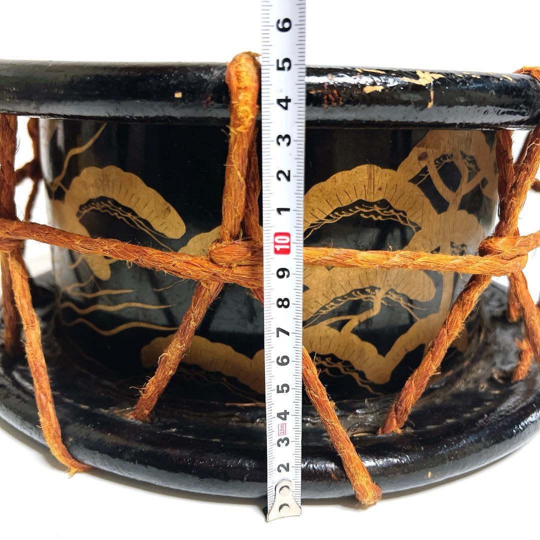 【蒔絵・金彩】締め太鼓　和太鼓 35.5cm×15cm 松絵柄　鶴　縁起物