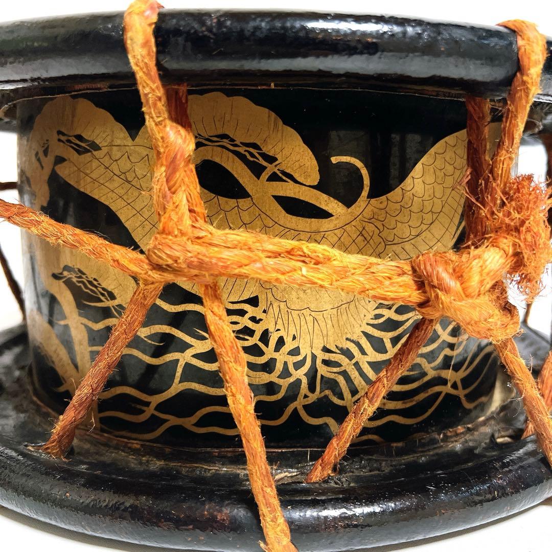 【蒔絵・金彩】締め太鼓　和太鼓 35.5cm×15cm 松絵柄　鶴　縁起物