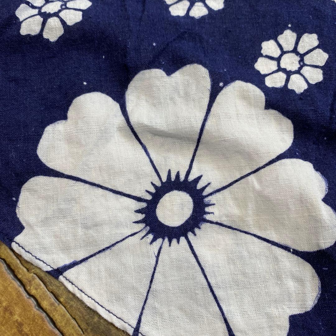 1970年代昭和レトロアンティーク紺花柄フレアスカートコットン巻きスカート 浴衣