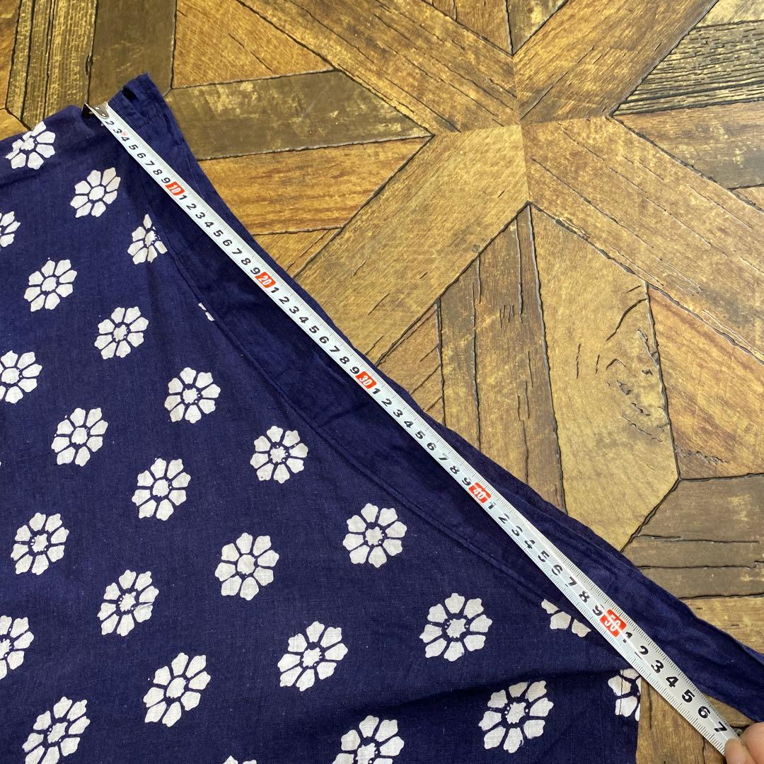 1970年代昭和レトロアンティーク紺花柄フレアスカートコットン巻きスカート 浴衣