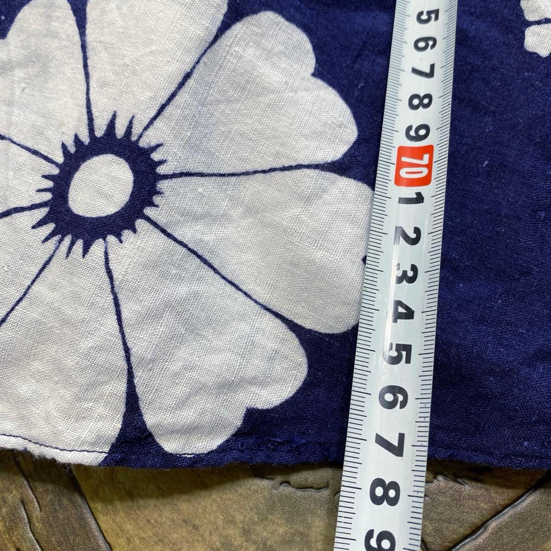 1970年代昭和レトロアンティーク紺花柄フレアスカートコットン巻きスカート 浴衣