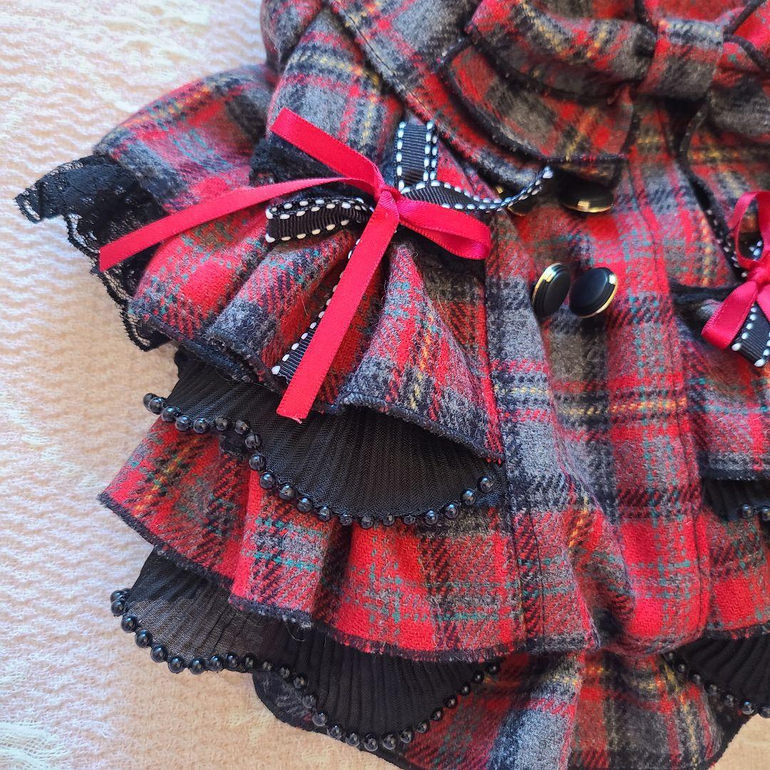 犬服　プルジャム　イングランドウールタータンチェック　コートワンピース