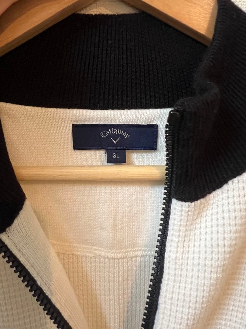 Callaway ゴルフウェア　ホワイト ジップアップセーター　3Ｌ