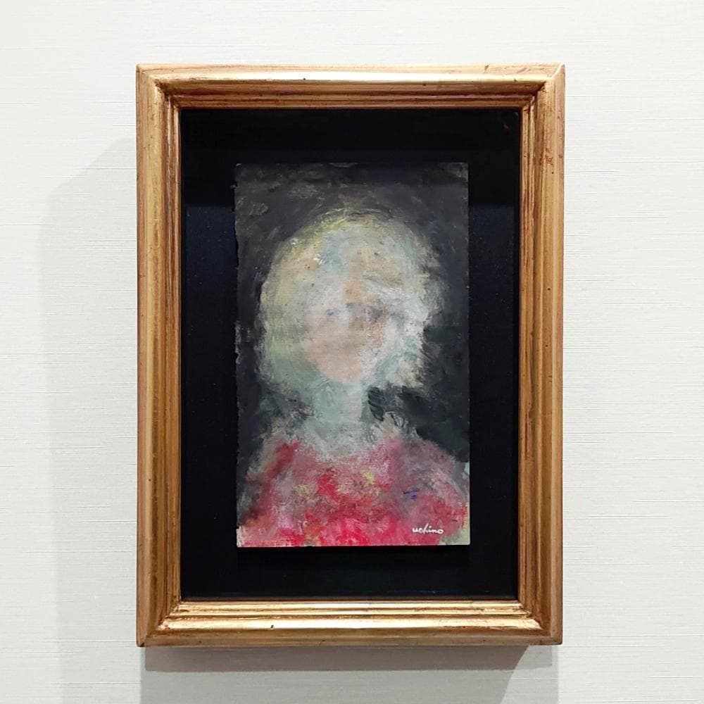 内野隆文　肖像　絵画　人物画　現代美術　アート　アンティークペーパー　古紙　額縁