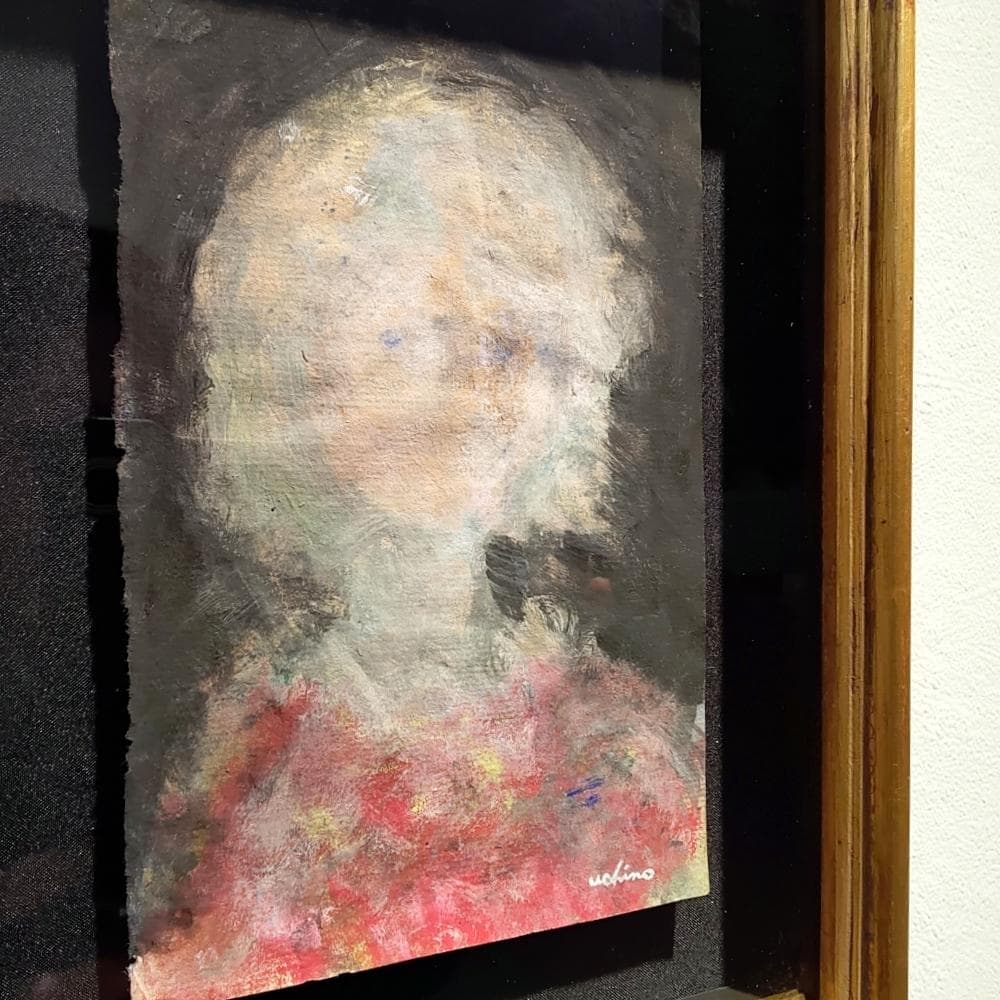 内野隆文　肖像　絵画　人物画　現代美術　アート　アンティークペーパー　古紙　額縁