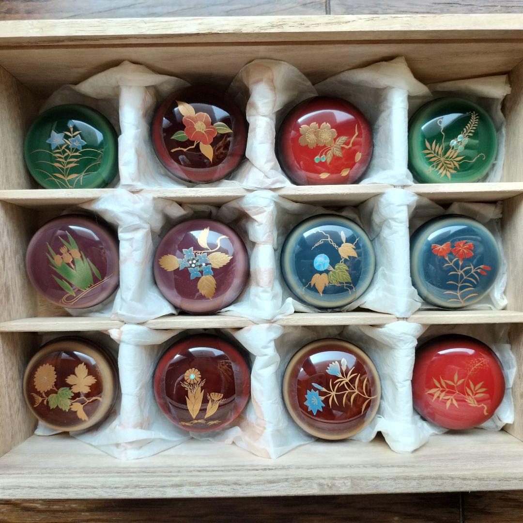 茶道具 四季の花蒔絵 香合 12個セット 田中修孝