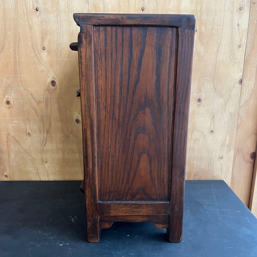 李朝 小戸棚 33㎝ 小抽斗 小振り 棚 骨董 木製 工藝