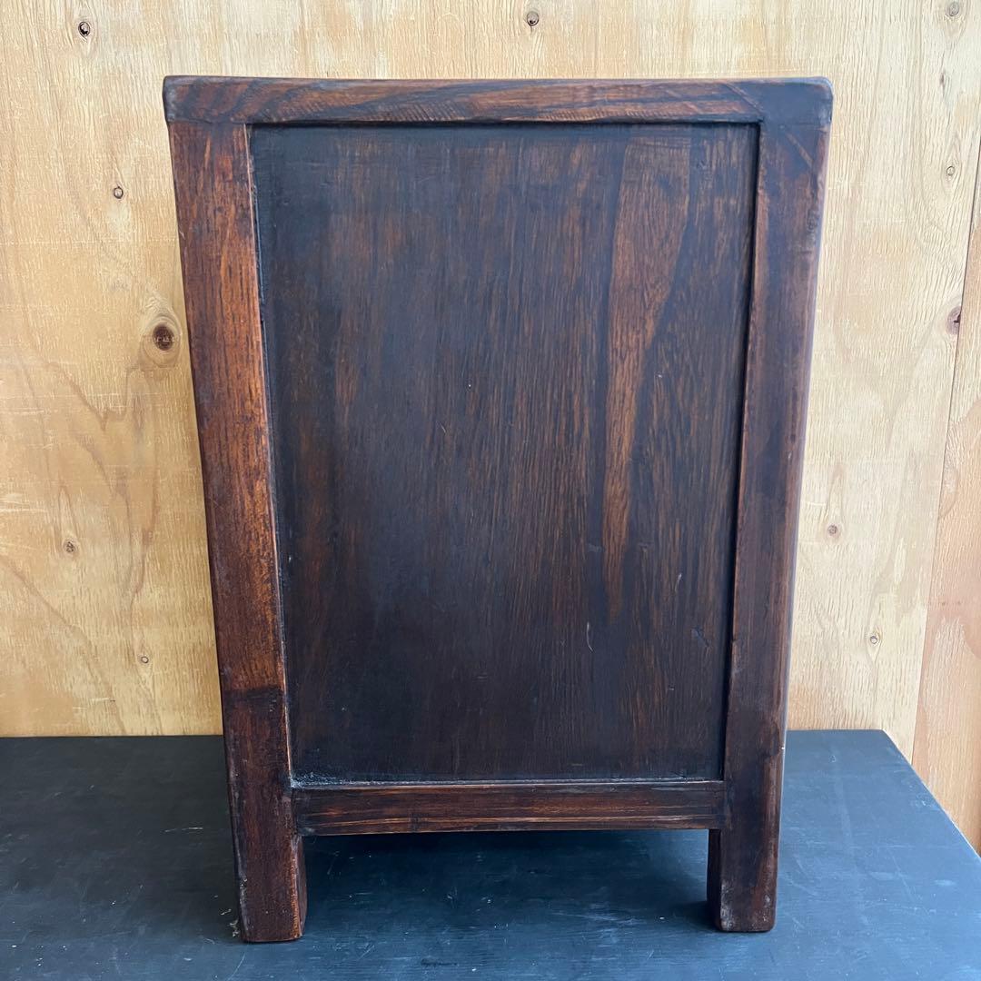 李朝 小戸棚 33㎝ 小抽斗 小振り 棚 骨董 木製 工藝