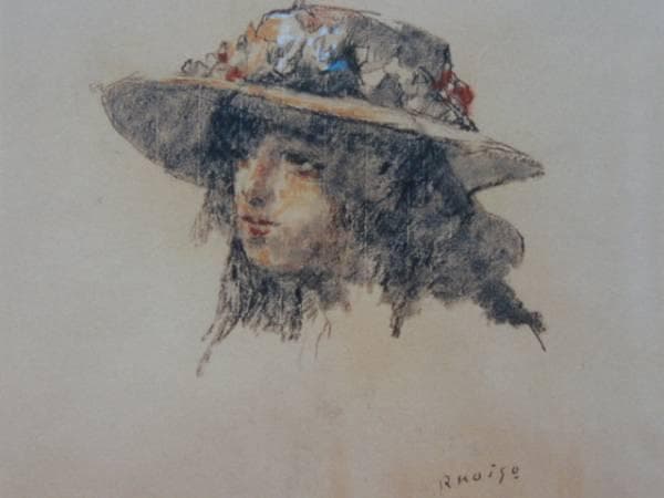 小磯良平、【帽子の少女】、希少な限定額装用画集画、新品高級額 額装付