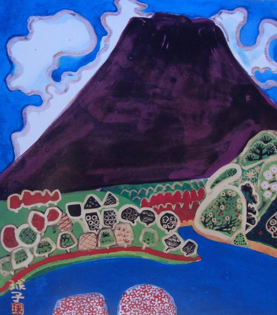 片岡 球子、【春をよぶ富士】、大判、超希少画集・額装画、状態良好