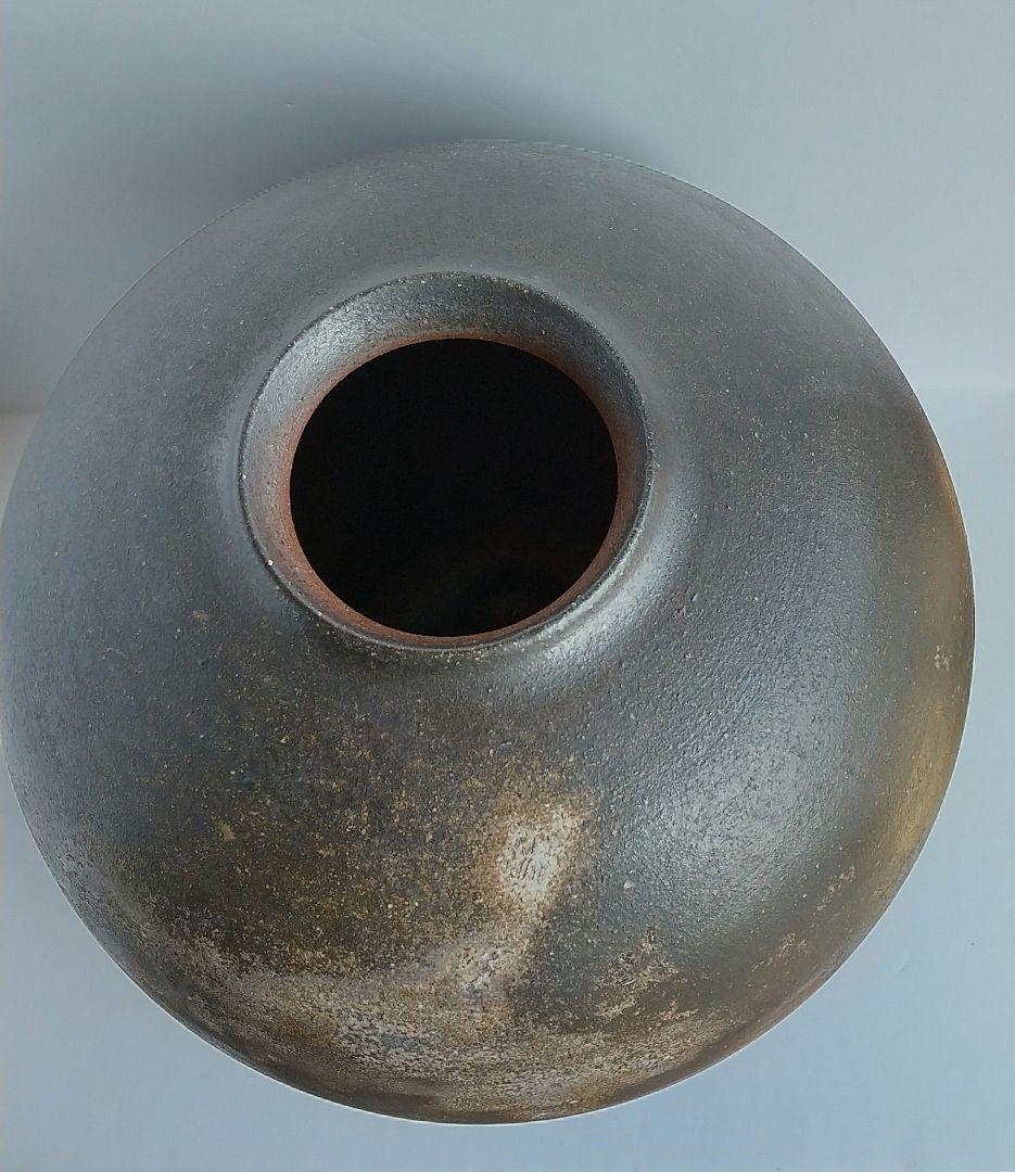 小西陶古　備前焼　花器　大壷　桟切