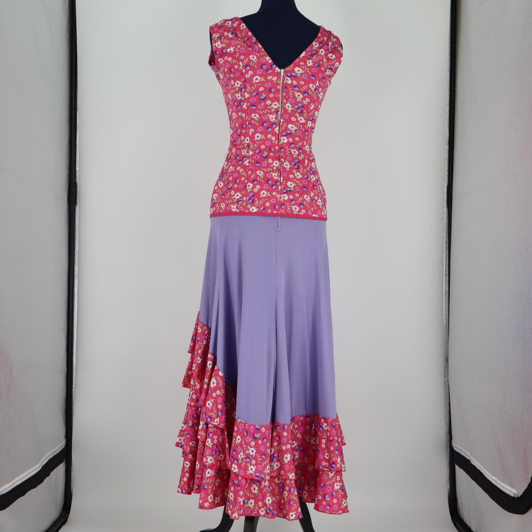 【美品 フラメンコ衣装】ラベンダー PACO OLEA ブラウス ファルダ