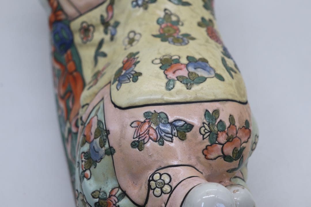 中国　粉彩赤ちゃん型枕　大清同治年製銘　送料込み0426